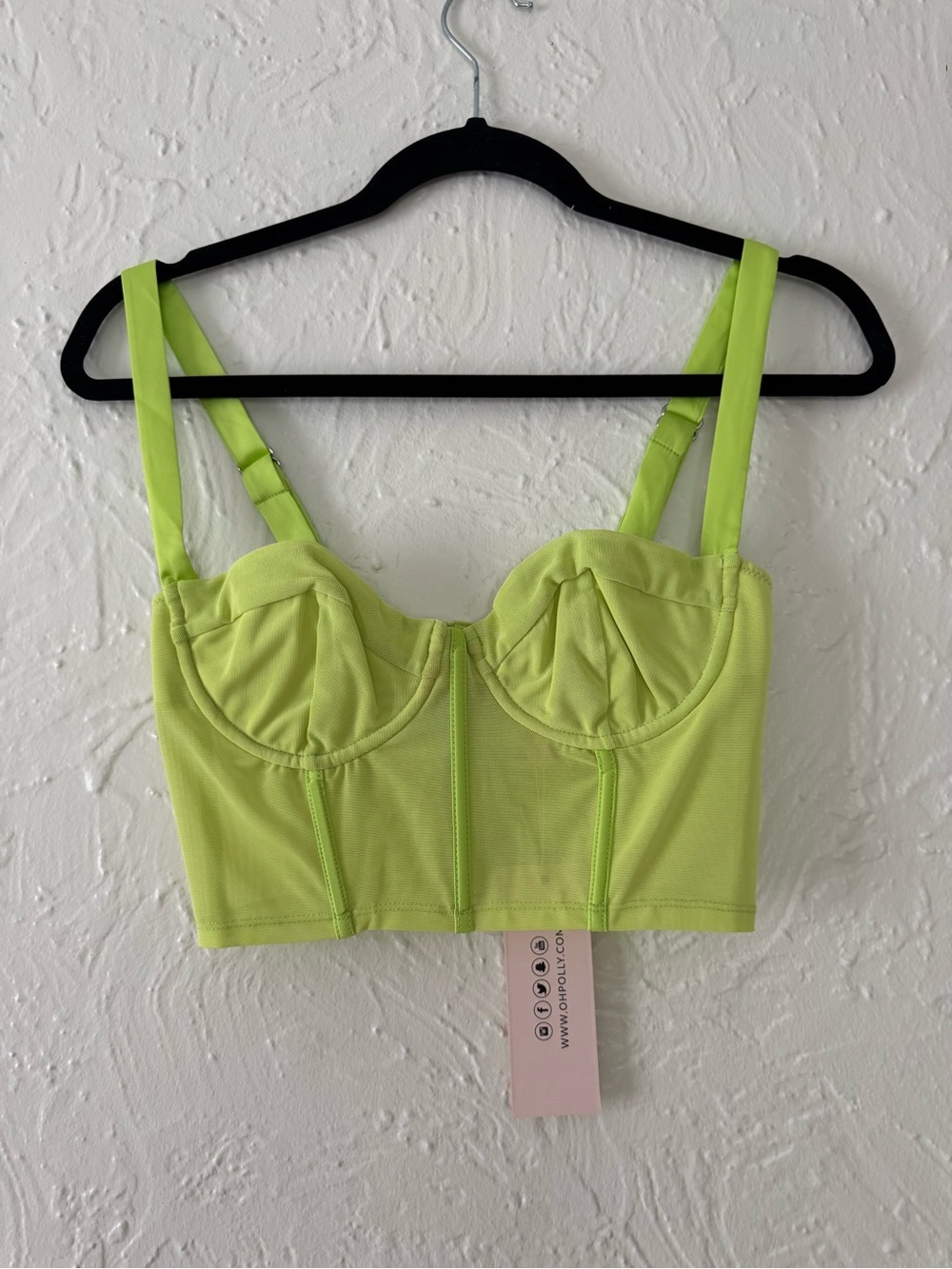 Oh Polly Neon Lime Underwire Bustier Crop Top